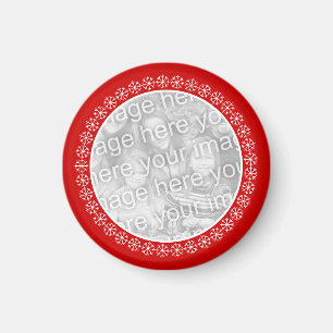 Custom round Christmas photo fridge magnets