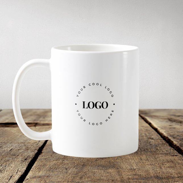Custom Round Circle Business Logo Minimalist Plain Coffee Mug (Creator Uploaded)
