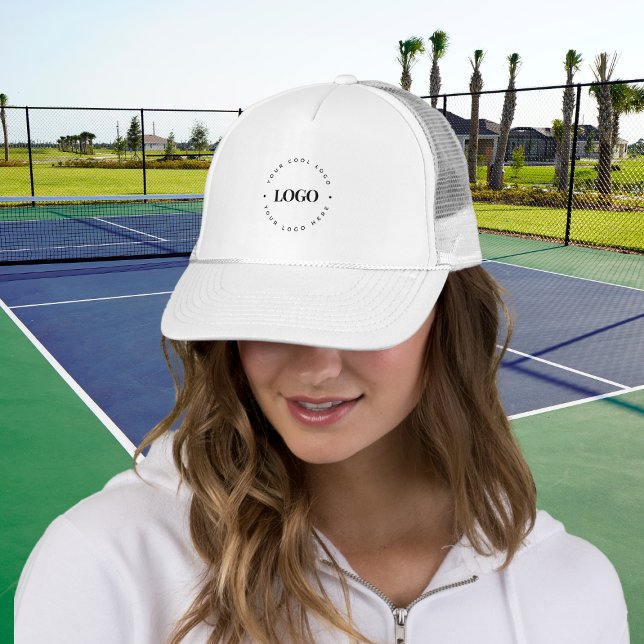 Custom Round Circle Business Logo Minimalist Plain Trucker Hat (Creator Uploaded)