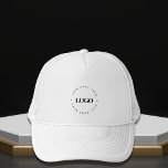 Custom Round Circle Business Logo Minimalist Plain Trucker Hat<br><div class="desc">Promote your brand with this custom trucker hat featuring a round circle logo in a clean,  minimalist design. Ideal for company staff,  promotional swag,  or business events,  this black and white cap adds a sleek,  professional touch. Add your logo to create your own branded hat.</div>