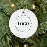 Custom Round Circle Business Logo White Christmas Ceramic Ornament<br><div class="desc">Promote your business with this elegant ornament,  featuring custom logo template! Easily add your own logo by clicking on the "personalise" option.</div>