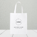 Custom Round Circle Logo & Text Business Company Reusable Grocery Bag<br><div class="desc">Promote your business with this cool grocery bag,  featuring custom logo & text. Easily add your details by clicking on the "personalise" option.</div>