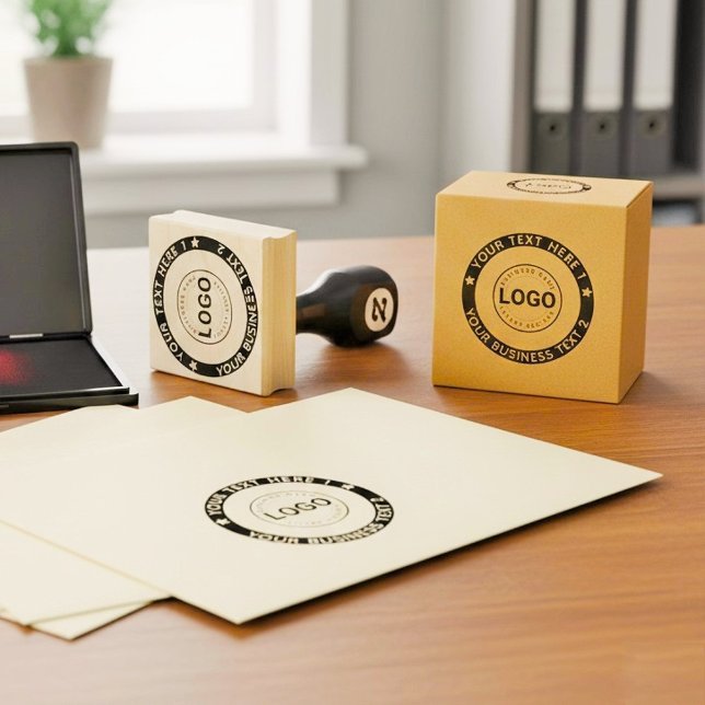 Custom Round Frame Handmade Business Logo  Rubber Stamp (Personalized logo rubber stamps)