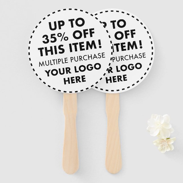 Custom Round Hand Fans 35% OFF Bulk Buy Discount (Front and Back)