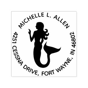 Custom Round Return Address Mermaid Stamp