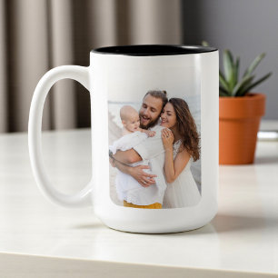 Custom Rounded Corners Photo Family  Two-Tone Coffee Mug