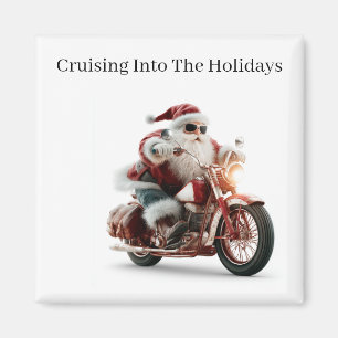 Custom Route 66 Biker Santa Fridge Art Magnet