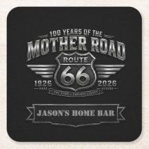 Custom Route 66 Centennial Home Bar Chrome Badge