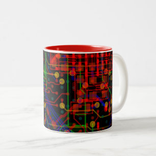 Custom Routing Process Abstract Electronic Geek Two-Tone Coffee Mug