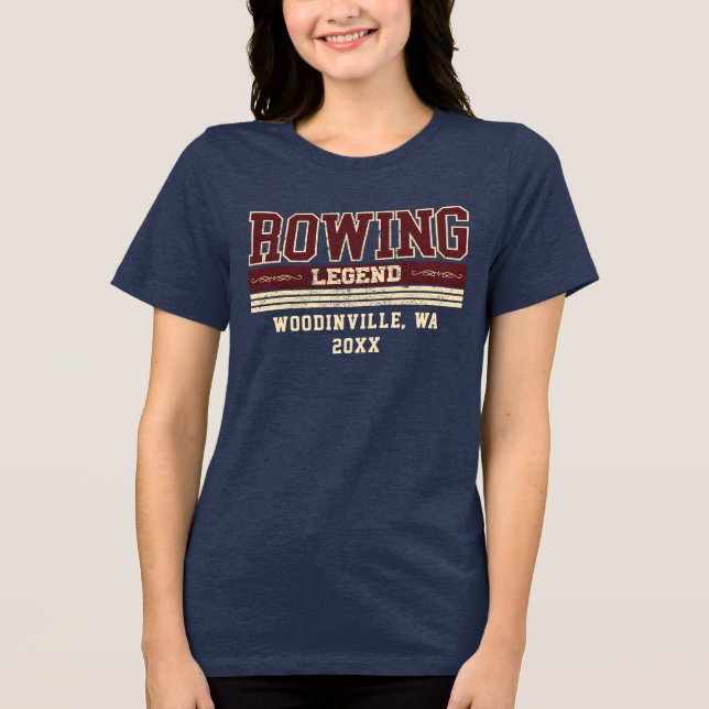 Custom Rowing Lover Rower Crew Location Date Name Tri-Blend Shirt (Front)