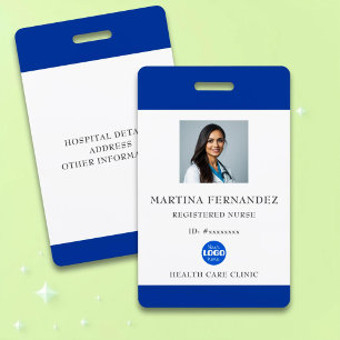 Custom Royal Blue Medical Hospital Employee Photo ID Badge