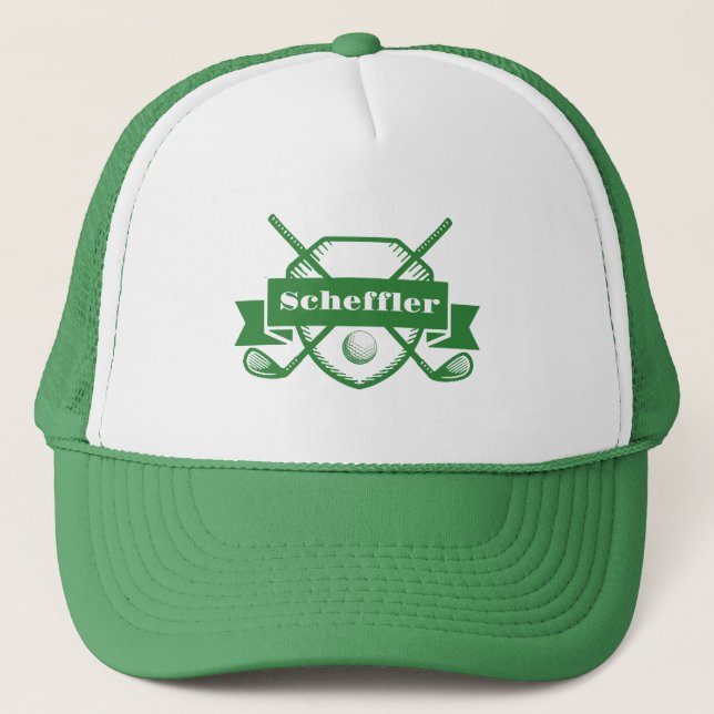 Custom Royal Crest Golf Hat, Personalised Name Trucker Hat (Front)