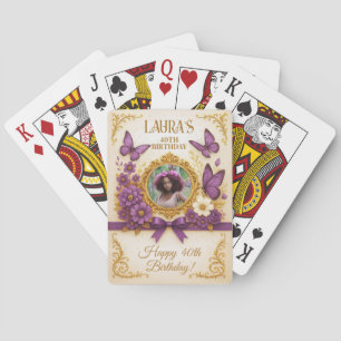 Custom Royal Gold Purple Butterfly Birthday  Playing Cards