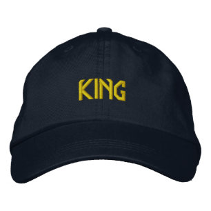 Custom Royal KING Text Navy Adjustable-Hat Elegant Embroidered Hat