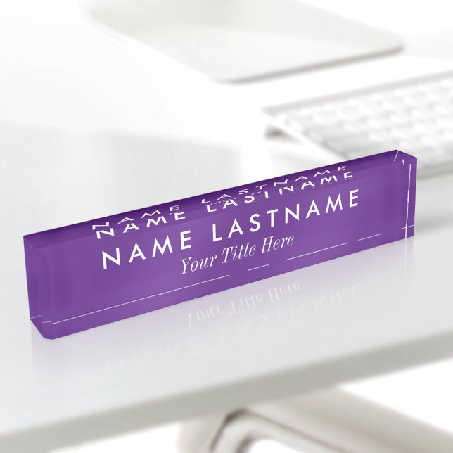 Custom Royal Purple Minimalist Simple Modern Title Nameplate (Creator Uploaded)