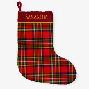 Custom Royal Stewart Clan Tartan Plaid Name Small Christmas Stocking