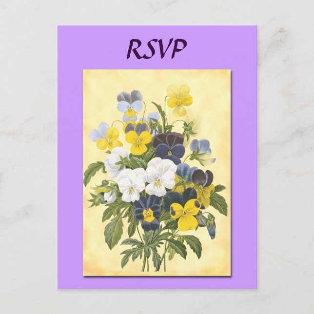 Custom RSVP Botanical VioletsPostcard Invitation Postcard (Front)