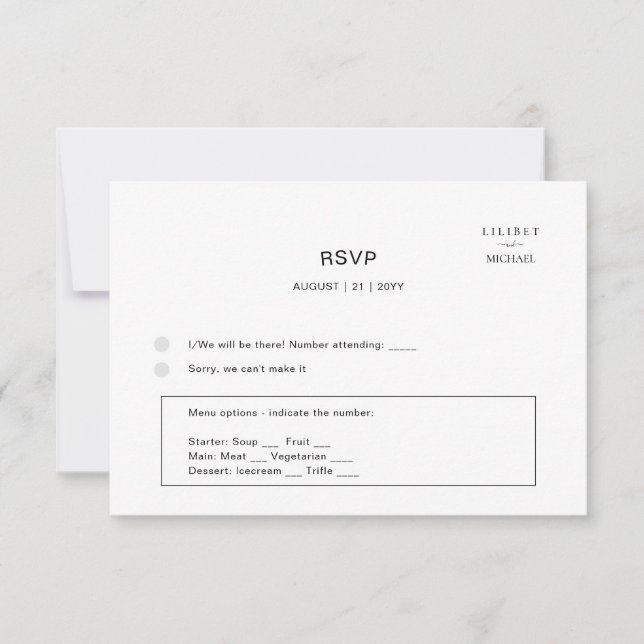 CUSTOM RSVP MENU TEMPLATE - ADD OWN COLOR/IMAGES (Front)