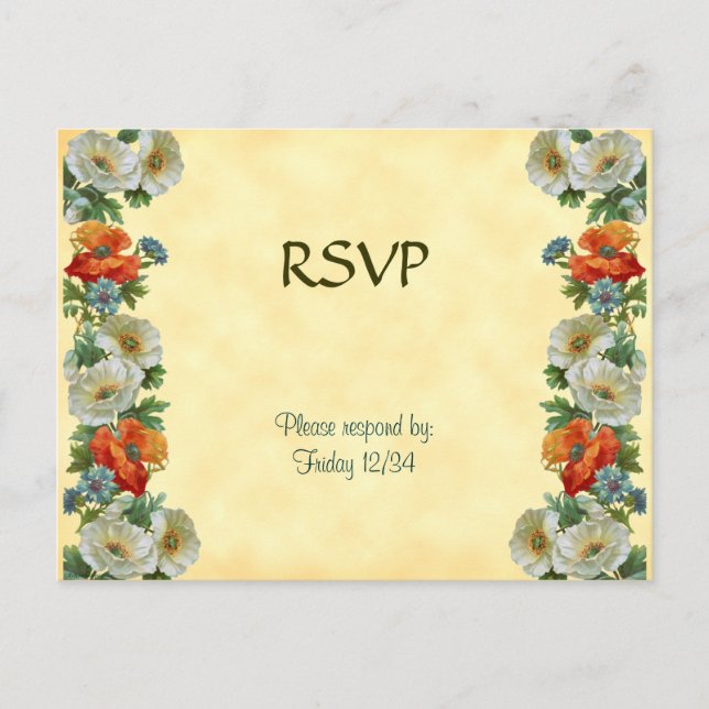 Custom RSVP Poppies Cornflowers Postcard (Front)