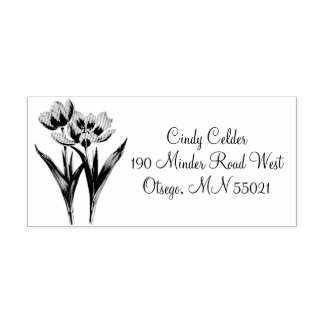Custom Rubber Stamp With Tulip Flowers