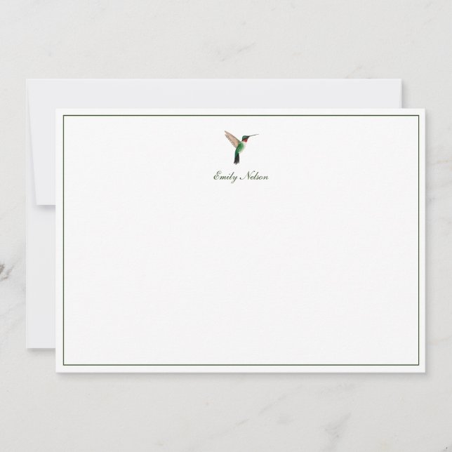 Custom Ruby-throated Hummingbird Note Card (Front)