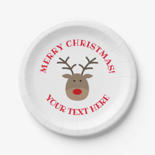 Custom Rudolph the reindeer Christmas party plates