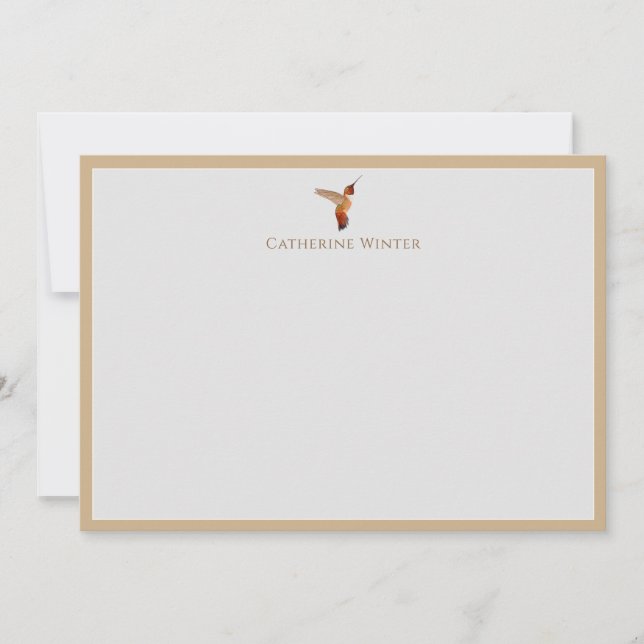 Custom Rufous Hummingbird Note Card (Front)