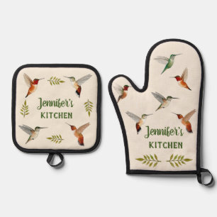 Custom Rufous Hummingbirds Oven Mitt & Pot Holder Set