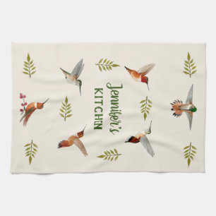 Custom Rufous Hummingbirds Tea Towel