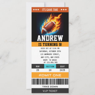 Custom Rugby Birthday Ticket Invitation