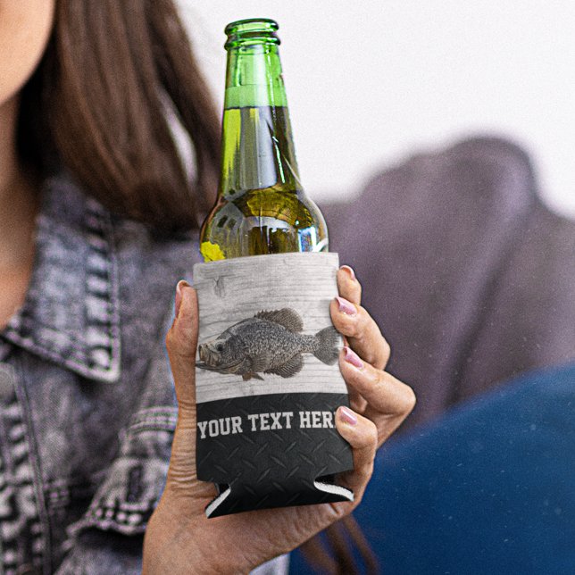 Custom Rugged Crappie Fishing Cool Angler Can Cooler (Custom Crappie Fishing Koozie, add a name or a message.)