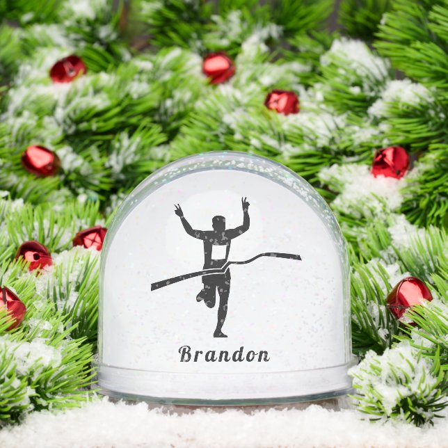 Custom Runner Finish Line Snow Globe Gift (Christmas)