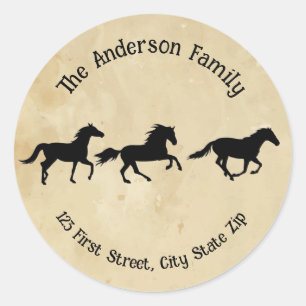 Custom Running Horses Equestrian Farm Animal  Classic Round Sticker