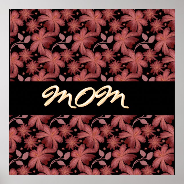 Custom Rust Floral Seamless Pattern  Throw Pillow Poster (Front)