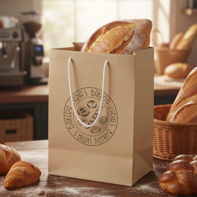 Custom Rustic Bakery Logo Kraft Paper Bag (Creator Uploaded)