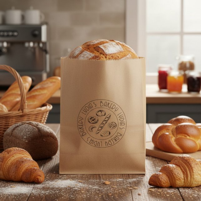 Custom Rustic Bakery Logo Kraft Paper Treat Bag (Creator Uploaded)