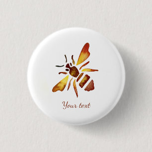 Custom Rustic bee rusty brown yellow antique 3 Cm Round Badge