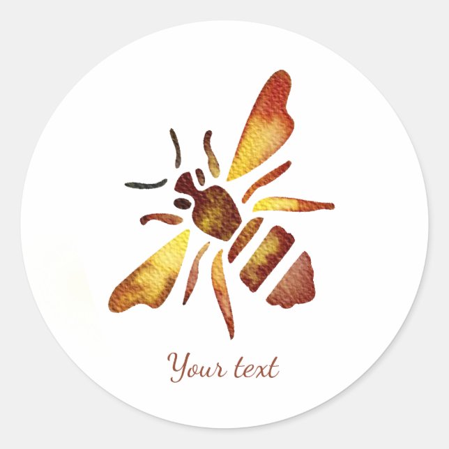 Custom Rustic bee rusty brown yellow antique Classic Round Sticker (Front)