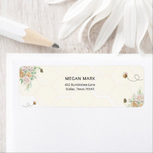 Custom Rustic Bee-Themed Floral Honeycomb Return Address Label