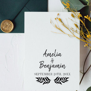 Custom Rustic Bride Groom Names Wedding Rubber Stamp