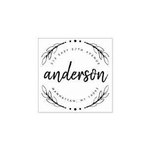 Custom Rustic Brush Script Family Return Address Rubber Stamp