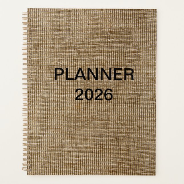 Custom Rustic Burlap Nature 2026 Planner (Front)