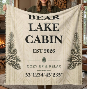 Custom Rustic cabin lake house personalised Sherpa Blanket