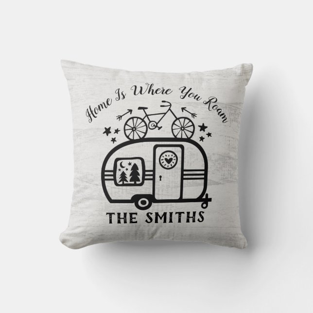 Custom Rustic Camping Camper Trailer Rv Lifestyle Cushion (Front)