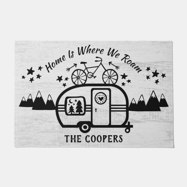 Custom Rustic Camping Camper Trailer Rv Lifestyle Doormat (Front)