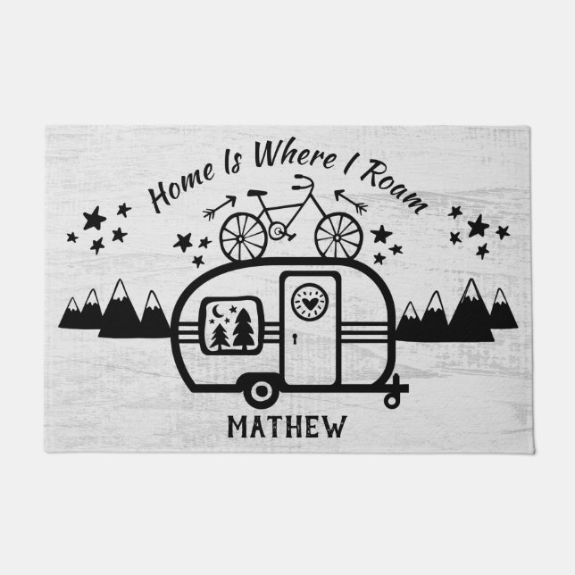 Custom Rustic Camping Camper Trailer Rv Lifestyle Doormat (Front)