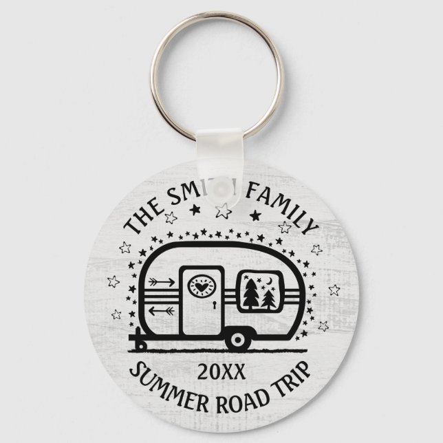 Custom Rustic Camping Camper Trailer Rv Lifestyle Key Ring (Front)