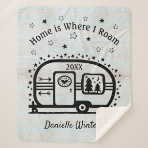Custom Rustic Camping Camper Trailer Rv Lifestyle Sherpa Blanket