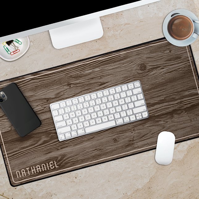 Custom Rustic Dark Brown Coloured Faux Woodgrain Desk Mat (Creator Uploaded)