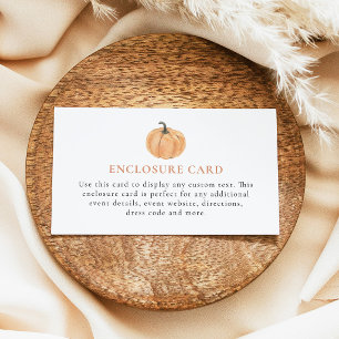 Custom Rustic Fall Pumpkin Baby Shower Enclosure Card